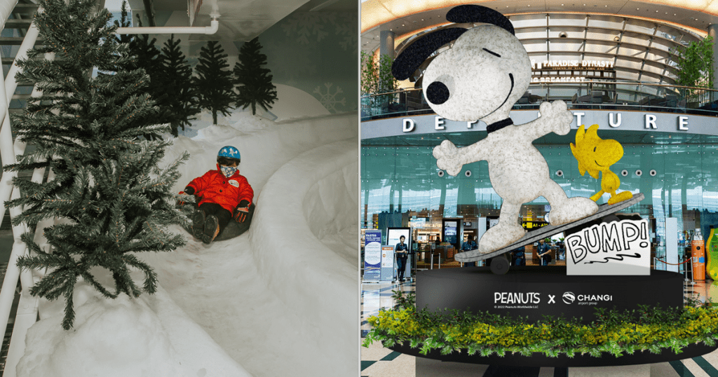 Changi Airport T3 has Snoopy-themed snow attraction where you can play with snow and take snow luge rides from 27 May 2022