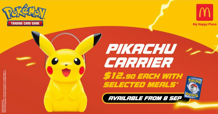 Get a Pikachu Carrier at McDonald's for .90 each with selected meals from 8 September, 2022