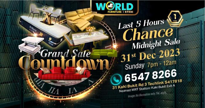 Grand Midnight Sale @ Kaki Bukit - The Only Place To Buy Furniture Before GST Rises - 31 Dec 2023, 7pm - 12am