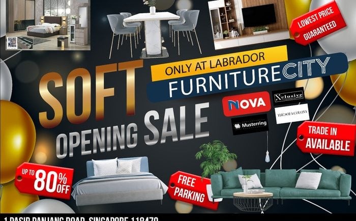 Explore 4 Floors of Elegance at Furniture City @ Labrador: Your Destination for Luxury Living! Join Us at 1 Pasir Panjang Road for a Spectacular Soft Opening Event, March 29th-31st. Enjoy Many Free Gifts and Exclusive Value Deals! Featuring Nova, X'clusive Home, Musterring, The Sofa Colony, and Ashley Brands.