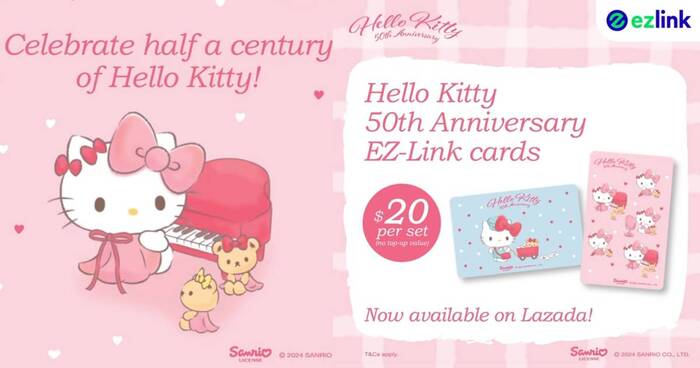 EZ-Link released new Hello Kitty 50th Anniversary EZ-Link cards at $20 per set