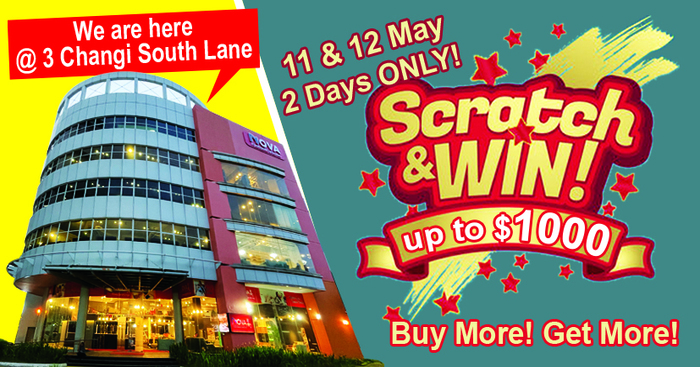 Discover unbeatable deals at Nova Furniture Warehouse @ Changi on 11th-12th May only! Scratch and win with every purchase, enjoy buy 1 mattress get 1 free, and trade-in your old furniture for up to $1000. Plus, tentage sale starts from just $1!